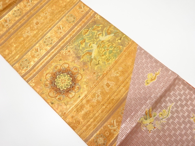 JAPANESE FUKURO OBI / WOVEN FLOWER & BIRD